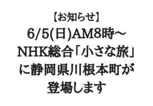 【静岡県川根本町】6/5(日)AM8時～NHK総合「小さな旅」に登場します
